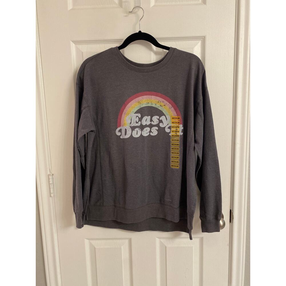 Wildfox Sweatshirt ‘Easy Does It” Charcoal Gray Medium Oversized Casual - Picture 2 of 6